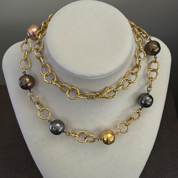 B Italy Gold Tone Link Necklace - Picture 13 of 14